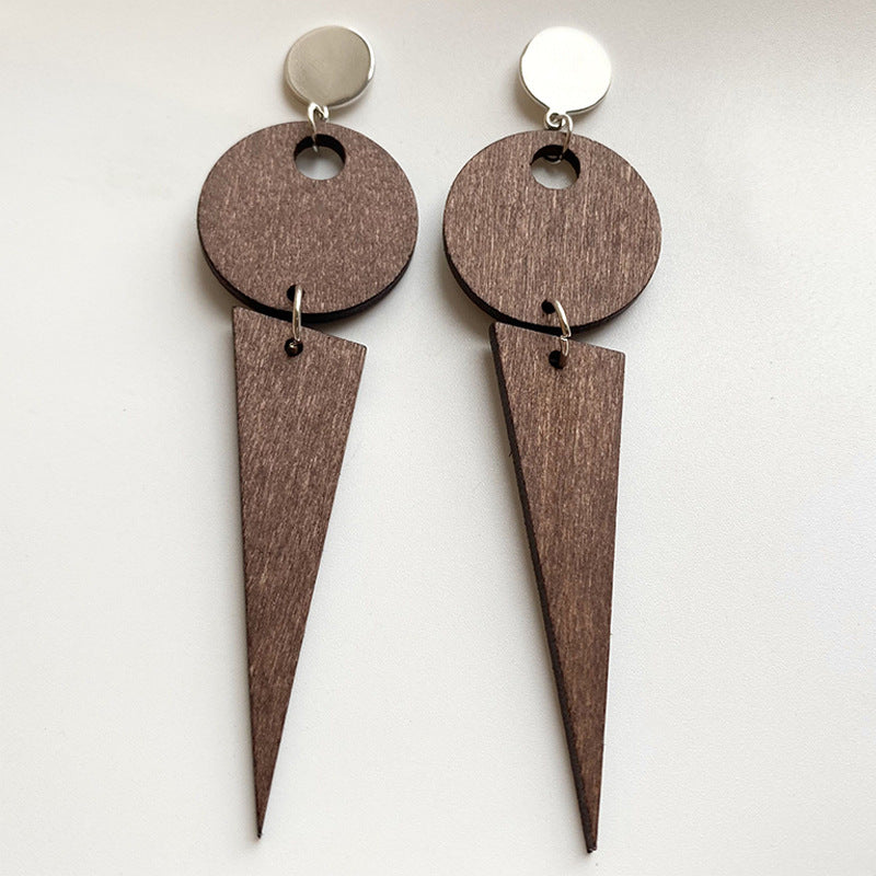 Wholesale 2 Pair/Pack Rainbow Shape Simple Personality Exaggerated Bohemian Geometric Long Wooden Earrings